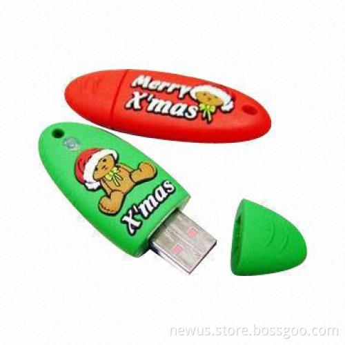 Rugby-shaped Christmas USB Flash Drive with Bear Pattern